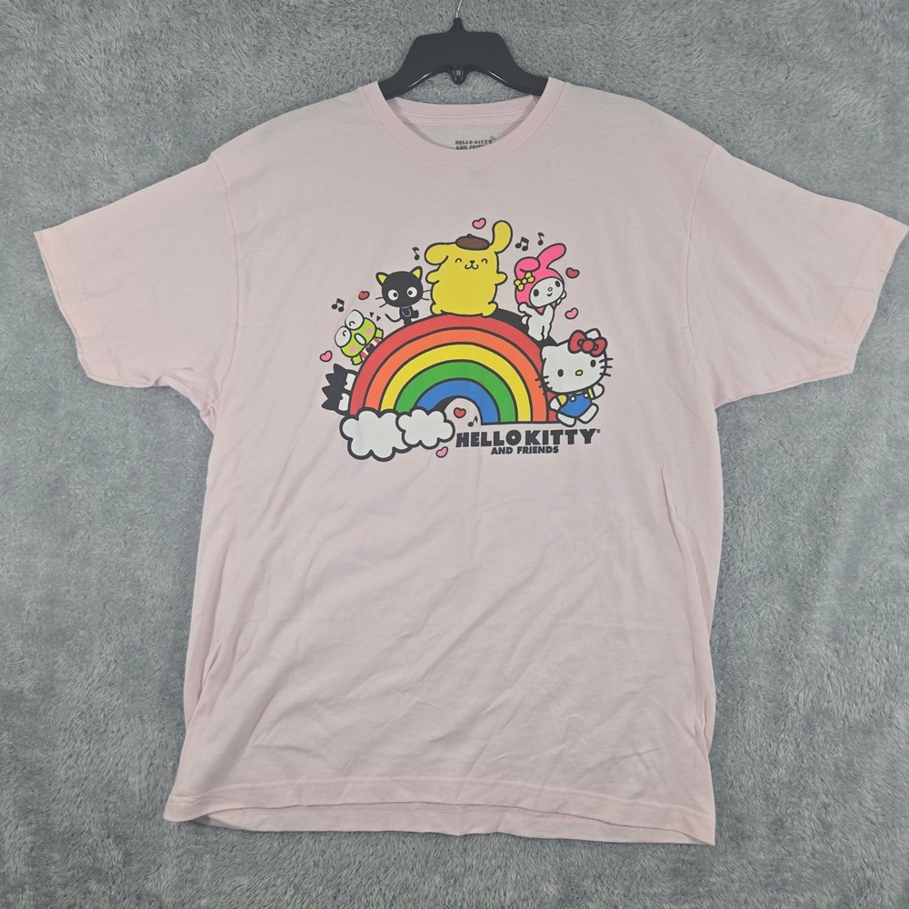 Hello Kitty and Friends Sanrio‎ Pink Graphic T-Shirt Rainbow XL Bioworld Cotton